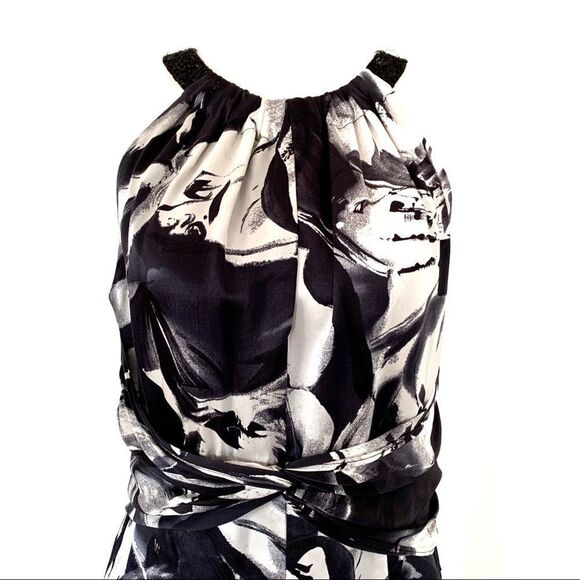Rickie Freeman For Teri Jon Abstract Silk Dress 10 - Picture 1 of 8